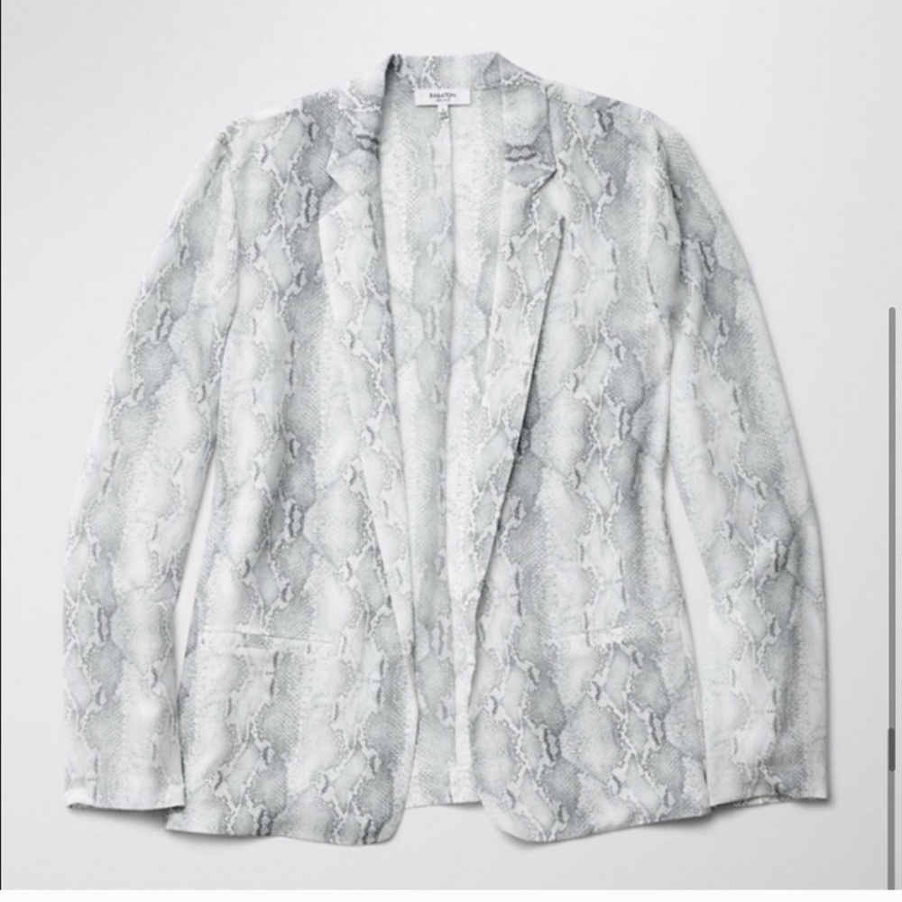 Babaton Snakeskin Print Silk Blazer